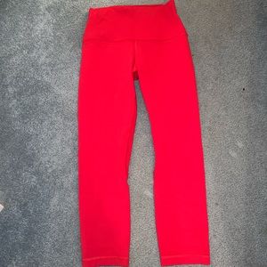 Red Lululemon Align Leggings 3/4 Length
